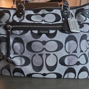 Coach Monogram Black and Gray Tote